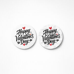 Sevgililer Günü 'Happy Valentine's Day' Baskılı Sticker (4x4cm) - 54 Adet | 14 Şubat Etiketi - 3