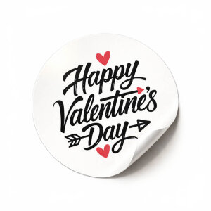 Sevgililer Günü 'Happy Valentine's Day' Baskılı Sticker (4x4cm) - 54 Adet | 14 Şubat Etiketi - koliciabla