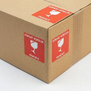 Dikkat Kırılır Etiketi (7x8cm) - 100'lü Rulo | Kargonuzun Sigortası - 5