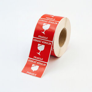 Dikkat Kırılır Etiketi (7x8cm) - 100'lü Rulo | Kargonuzun Sigortası - 3