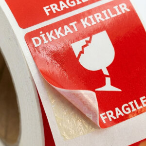 Dikkat Kırılır Etiketi (7x8cm) - 100'lü Rulo | Kargonuzun Sigortası - 4
