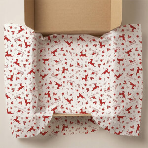 Geyik ve Kızak Desenli Yılbaşı Pelur Kağıdı (35x50 cm) - 500 Adet | Kış Masalı - 6