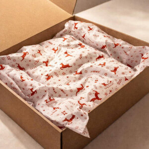 Geyik ve Kızak Desenli Yılbaşı Pelur Kağıdı (35x50 cm) - 500 Adet | Kış Masalı - 4