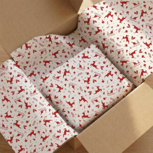 Geyik ve Kızak Desenli Yılbaşı Pelur Kağıdı (35x50 cm) - 500 Adet | Kış Masalı - 5