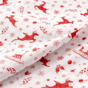 Geyik ve Kızak Desenli Yılbaşı Pelur Kağıdı (32x45 cm) - 500 Adet | Kış Masalı - 2