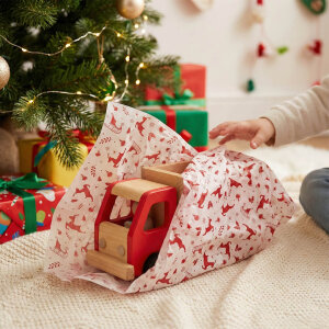 Geyik ve Kızak Desenli Yılbaşı Pelur Kağıdı (32x45 cm) - 500 Adet | Kış Masalı - 3