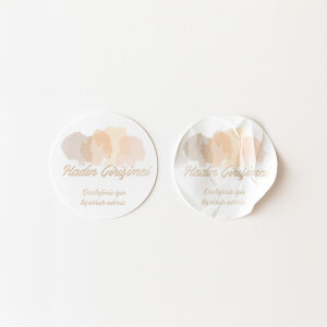 'Kadın Girişimci' Baskılı Sticker - Pastel Tonlar & Kadın Dayanışması Temalı (4x4 cm) - 48 Adet - 3