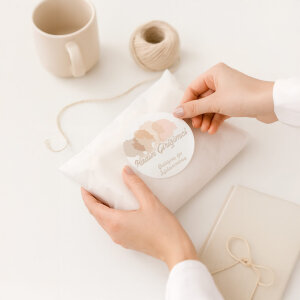 'Kadın Girişimci' Baskılı Sticker - Pastel Tonlar & Kadın Dayanışması Temalı (4x4 cm) - 48 Adet - 7