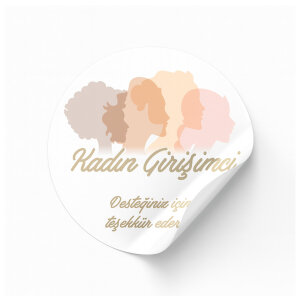 'Kadın Girişimci' Baskılı Sticker - Pastel Tonlar & Kadın Dayanışması Temalı (4x4 cm) - 48 Adet - koliciabla