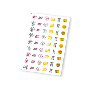 Karışık 'Hand Made' Sticker Seti (4x4cm - 6 Farklı Model) - 54 Adet | Emeğinizin En Güzel İmzası - 2