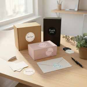 Karışık 'Thank You' Sticker Seti (4x4cm - 16 Farklı Model) - 80 Adet | Her Pakete Ayrı Tarz! - 6