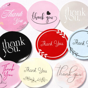 Karışık 'Thank You' Sticker Seti (4x4cm - 16 Farklı Model) - 80 Adet | Her Pakete Ayrı Tarz! - 3