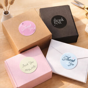 Karışık 'Thank You' Sticker Seti (4x4cm - 16 Farklı Model) - 80 Adet | Her Pakete Ayrı Tarz! - 5