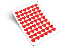 Kırmızı Kalp Desenli Sticker (4 cm) - 54 Adet - koliciabla