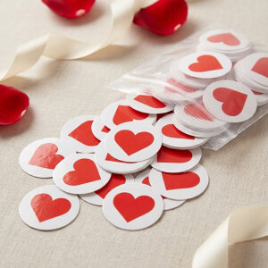 'Kırmızı Kalp' Sticker Etiket (4x4cm) - 54 Adet | Aşkın En Canlı Hali - 4