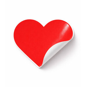 'Kırmızı Kalp' Sticker Etiket (4x4cm) - 54 Adet | Aşkın En Canlı Hali - koliciabla