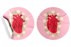 'Love' ve Kalp Desenli Sticker (4 cm) - 54 Adet - koliciabla