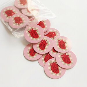 'Kalp' Love Sticker Etiket (4x4cm) - 54 Adet | Aşkın Modern İmzası - 4