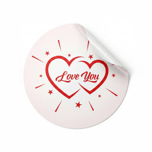 'Love You' Sticker Etiket (4x4cm) - 54 Adet | Hediye & Çiçek İçin Romantik Dokunuş - koliciabla