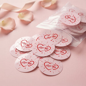 'Love You' Sticker Etiket (4x4cm) - 54 Adet | Hediye & Çiçek İçin Romantik Dokunuş - 4