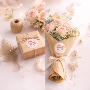 'Love You' Sticker Etiket (4x4cm) - 54 Adet | Hediye & Çiçek İçin Romantik Dokunuş - 7