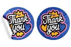 Mavi 'Thank You' Sticker (4x4 cm) - 48 Adet - 5