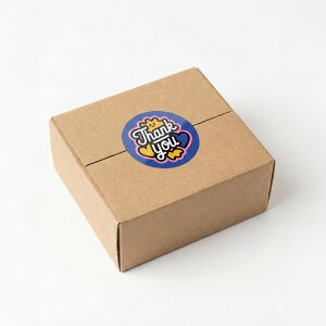 Mavi 'Thank You' Sticker (4x4 cm) - 48 Adet | Global & Şık Paketleme - 6