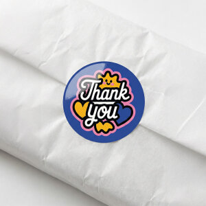 Mavi 'Thank You' Sticker (4x4 cm) - 48 Adet | Global & Şık Paketleme - 7