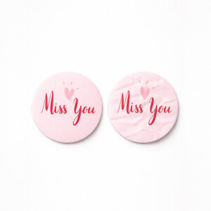 'Miss You' Baskılı Sticker Etiket (4x4cm) - 54 Adet | Mesafeleri Kısaltan Dokunuş - 3