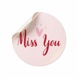 'Miss You' Baskılı Sticker Etiket (4x4cm) - 54 Adet | Mesafeleri Kısaltan Dokunuş - koliciabla
