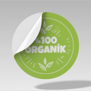 'Organik Ürün' Baskılı Sticker (5 cm) - 35 Adet - koliciabla