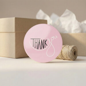 Pastel Pembe 'Thank You' Sticker (4x4cm) - 48 Adet | Zarafetin En Sade Hali - 7