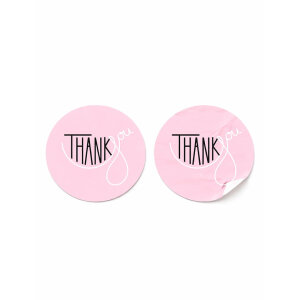 Pastel Pembe 'Thank You' Sticker (4x4cm) - 48 Adet | Zarafetin En Sade Hali - 3