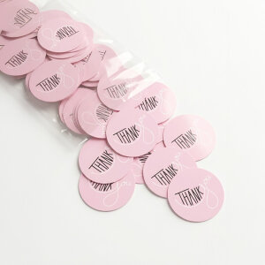 Pastel Pembe 'Thank You' Sticker (4x4cm) - 48 Adet | Zarafetin En Sade Hali - 4