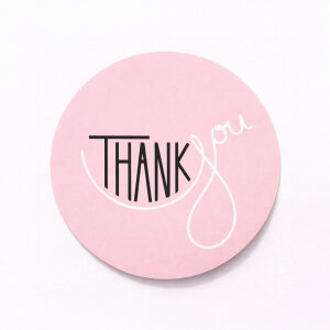 Pastel Pembe 'Thank You' Sticker (4x4cm) - 48 Adet | Zarafetin En Sade Hali - 5