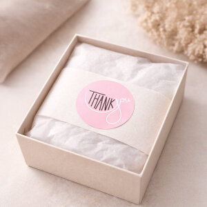 Pastel Pembe 'Thank You' Sticker (4x4cm) - 48 Adet | Zarafetin En Sade Hali - 6