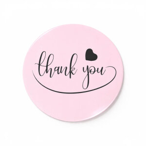 Pembe El Yazılı & Kalpli 'Thank You' Sticker (4x4cm) - 48 Adet | Samimi Bir İmza - 5