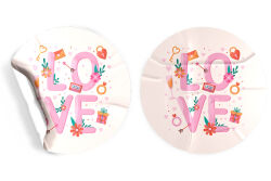 'Love' Baskılı Pembe Sticker (4 cm) - 54 Adet - koliciabla