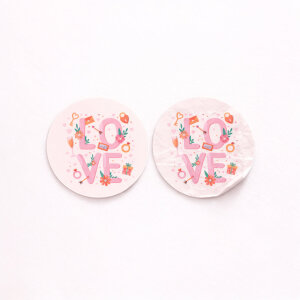 Pembe 'Love' Sticker Etiket (4x4cm) - 54 Adet | Paketlerinize Sevgi Dolu Bir Dokunuş - 3