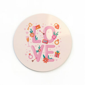 Pembe 'Love' Sticker Etiket (4x4cm) - 54 Adet | Paketlerinize Sevgi Dolu Bir Dokunuş - 5