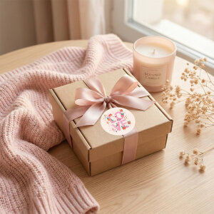 Pembe 'Love' Sticker Etiket (4x4cm) - 54 Adet | Paketlerinize Sevgi Dolu Bir Dokunuş - 6