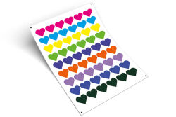 Renkli Kalpler Desenli Sticker (4 cm) - 54 Adet - koliciabla