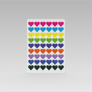 Renkli Kalpler Desenli Sticker (4 cm) - 54 Adet - koliciabla