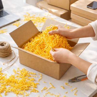 Sarı Kırpık Kağıt - 500 gr | Enerji Veren Dolgu Malzemesi - 6