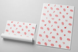 Sevgililer Günü Kalp Baskılı Pelur Kağıt (32x45 cm) - 100 Adet - koliciabla