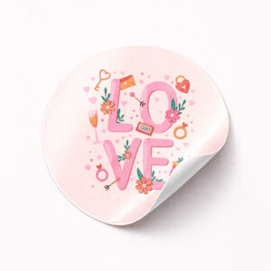 'Sevgililer Günü' Karışık Sticker Etiket (4x4cm) - 54 Adet | 6 Farklı Tasarım, Tek Paket! - 8