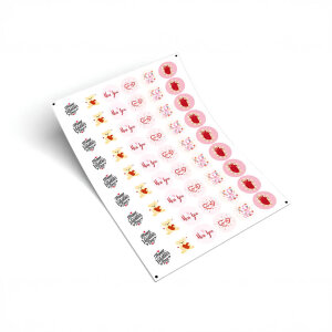 'Sevgililer Günü' Karışık Sticker Etiket (4x4cm) - 54 Adet | 6 Farklı Tasarım, Tek Paket! - 2