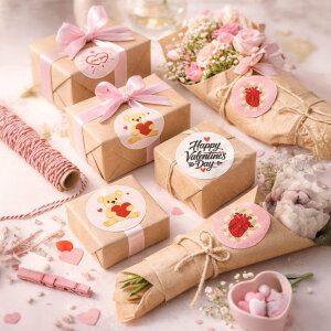 'Sevgililer Günü' Karışık Sticker Etiket (4x4cm) - 54 Adet | 6 Farklı Tasarım, Tek Paket! - 11