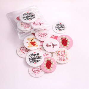 'Sevgililer Günü' Karışık Sticker Etiket (4x4cm) - 54 Adet | 6 Farklı Tasarım, Tek Paket! - 3