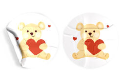 Sevimli Ayıcık Desenli Sticker (4 cm) - 54 Adet - koliciabla